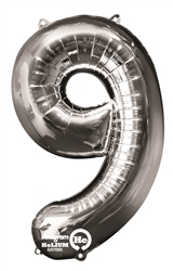 Silver "9" Shaped Mylar Balloon