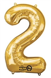 Gold "2" Shaped Mylar Balloon 