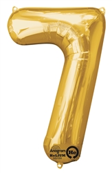 Gold "7" Shaped Mylar Balloon 