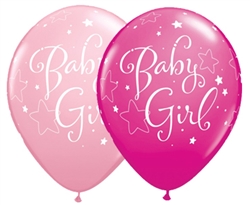 Baby Girl Stars Latex Balloon (11 in)