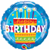 Happy Birthday Cake Blue Mylar Balloon