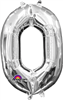 Air Filled Number (0) Balloon 16in - Silver