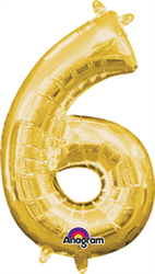 Air Filled Number (6) Balloon 16in - Gold