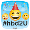 Emoji Birthday #hbd2U foil 18 inch Balloon