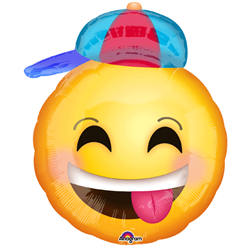 Emoji Happy Smiley Face with Hat Jr. Shape Foil Balloon