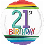Rainbow 21 Birthday Mylar