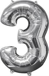 26 Inch Silver Number 3 Mylar