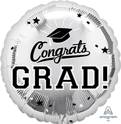 Congrats Grad Silver 18 Inch Mylar