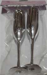 SILVER 6  CHAMPAGNE FLUTE GLASS FAVORS