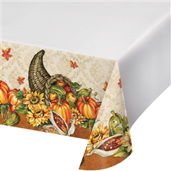 Harvest Cornucopia Border Print Plastic Table Cover