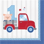 Farmhouse 1st Birthday Boy Luncheon Napkins