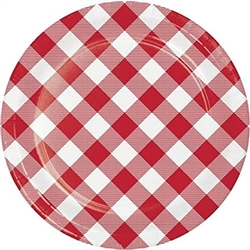 Classic Red Gingham Paper 7" in Plates