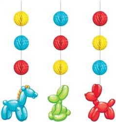Animal Balloons Hanging Cutouts with Honeycomb Accents