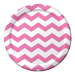 Candy Pink Chevron 9 inch Dinner Plates