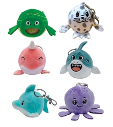 Sealife PBJ's Collectable Plush Ball Keyrings - Assorted