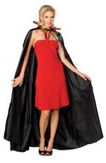 LONG SATIN CAPE BLACK