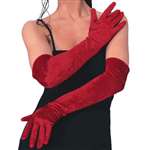 LONG VELVET GLOVES - RED