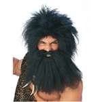 BLACK PREHISTORIC BEARD AND WIG SET