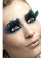 Large Feather with Aqua Dots Eyelashes