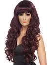 Siren Long Curly Maroon Wig