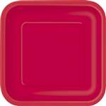 16 Ruby Red 7in. Square Plates