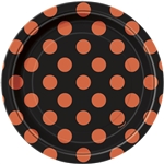Orange & Black Polka Dots Dessert Plates