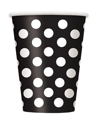 Black Polka Dots 12oz Cups