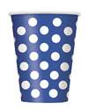 Royal Blue Polka Dots 12oz Cups