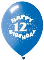 Happy 12th Birthday Latex Balloons