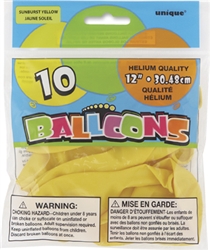 Sunburst Yellow 12in 10 Count Latex Balloons