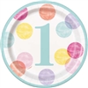 Pink Dots First Birthday 7 Inch Plates