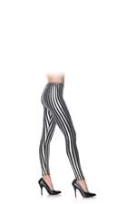 SILVER/BLACK STRIPPED LEGGINGS SM/MD