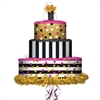 Pink And Gold Confetti Cake 3D Shaped Pinata