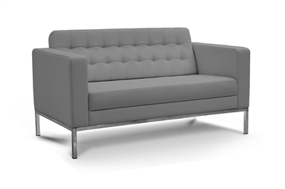 Piazza - Grey Leather Love Seat