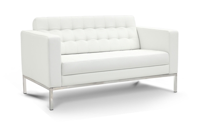 Piazza - White Leather Love Seat