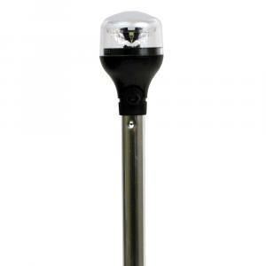Attwood LightArmor All-Around Light - 12&quot; Aluminum Pole - Black Vertical Composite Base w/Adapter [5557-PV12A7]