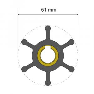 Albin Group Premium Impeller Kit - 51 x 12.7 x 22mm - 6 Blade - Key Insert [06-01-007]