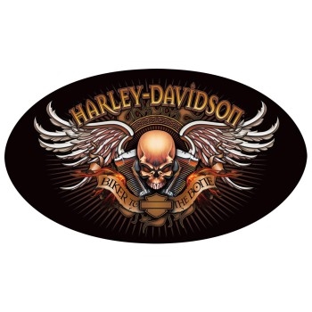 Oval Skull and Wings Biker to the Bone Harley Sign