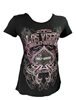 Black Scoopneck Las Vegas Harley Tshirt w &  Embellished Spades Logo