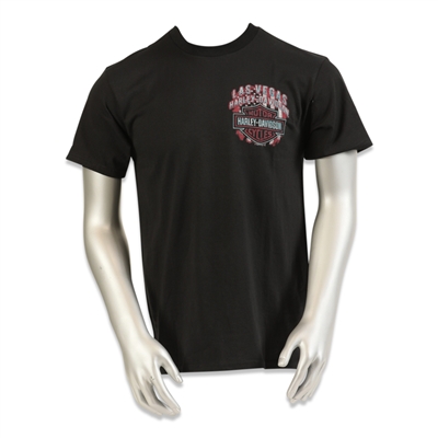 Men's Black Las Vegas Harley-Davidson Americana Skull Flag T-Shirt