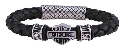 Harley-Davidson Men's Braided Bar & Shield Bracelet