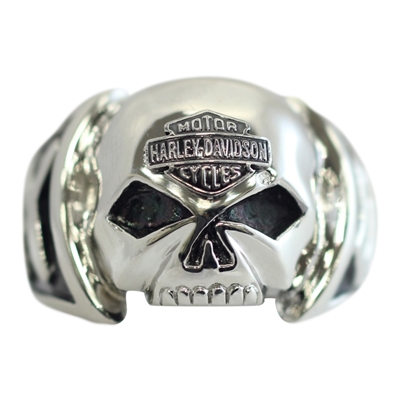 Convex Harley Davidson Skull Ring - Stainless Steel