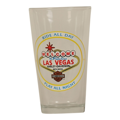 Harley-Davidson Las Vegas Welcome Sign 16 oz Clear Pint Glass