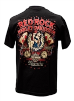 Men's Tatted Rocker Red Rock Harley Black Tshirt w &  Vintage Babe