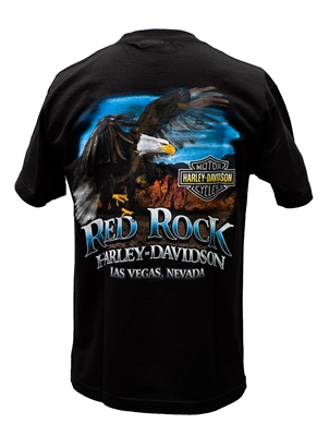 Men's Black Red Rock Harley Eagle  &  Mountain Range Tshirt