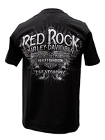 Men's Black Red Rock Harley Shirt - 3 Skulls  &  Chrome Cross