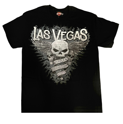 Men's Black Las Vegas Harley Shirt - Skulls on Cross