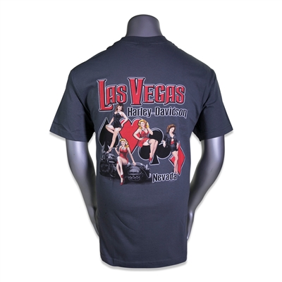 Men's Grey Las Vegas Harley-Davidson Tshirt - Four Pinups