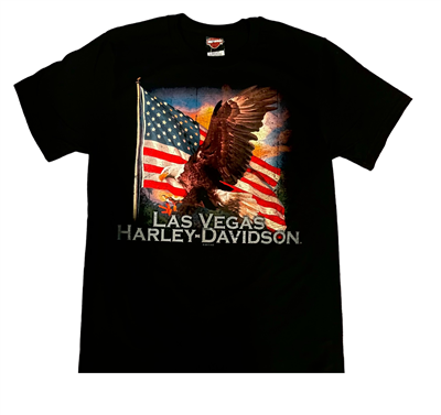 Men's Las Vegas Harley-Davidson Flag  &  Eagle T-Shirt - Black
