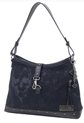 Skull Jacquard Bucket Purse - Black